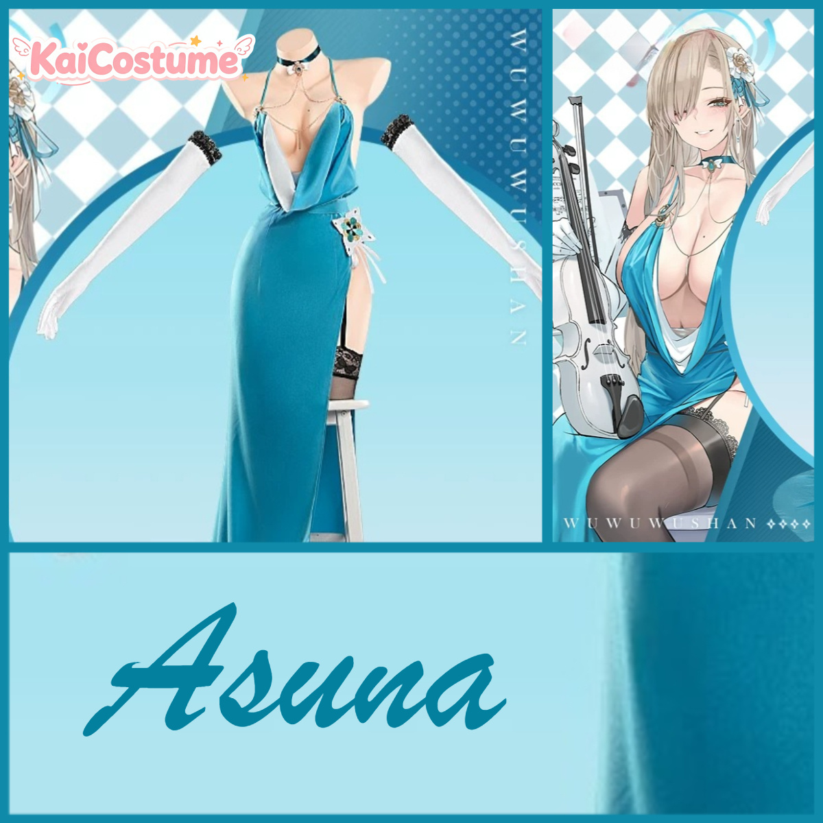 Anime Cosplay Photo - Blue Archive Asuna Avondjurk Cosplay Volledige