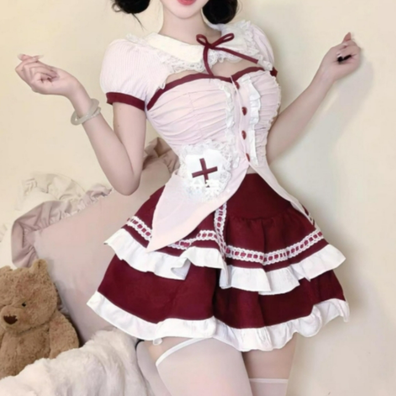 Anime Cosplay Nurse - 2024 Zomer Zoete 2 Delige Set