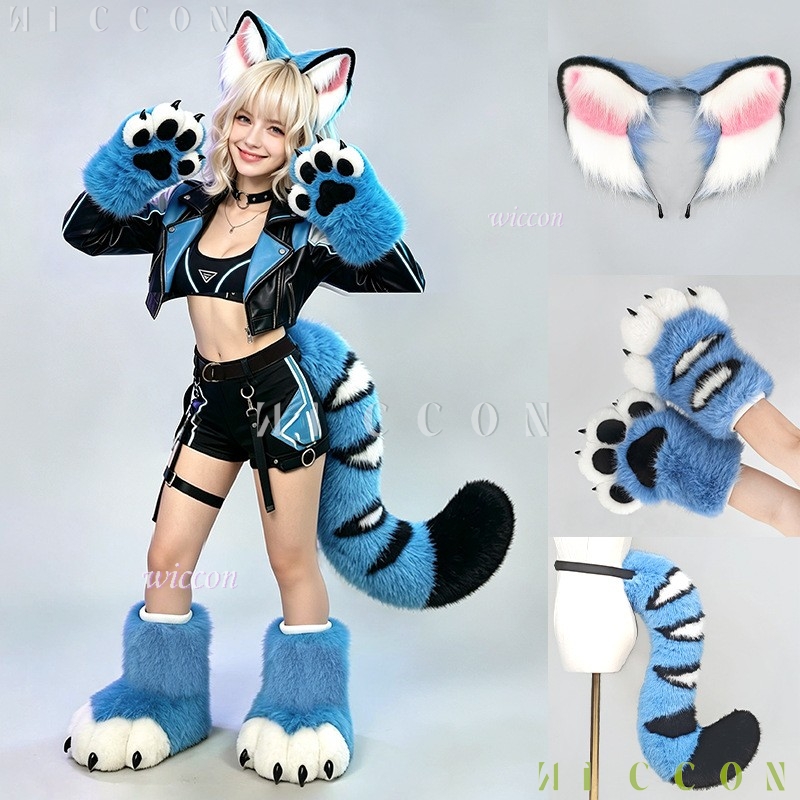 Anime Cosplay Outfits For Women - Derpyy Blue Tiger Fursuit Oren Staart