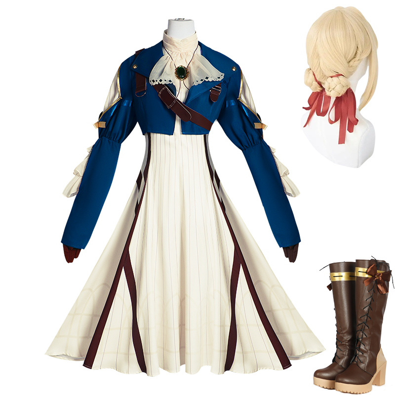 Violet Evergarden Dress - Violet Evergarden Cosplay Kostuum Pruik Schoenen