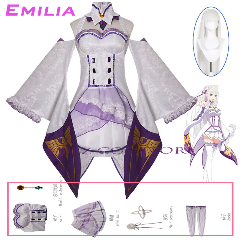 Emilia Cosplay Anime Re Zero K - Anime Cosplay Outfits For Women recensie en prijs