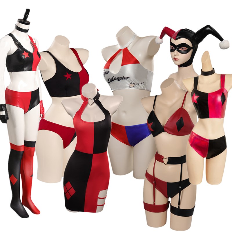 Quinzel Cosplay Kostuum Volwas - Anime Harley Quinn Cosplay recensie en prijs