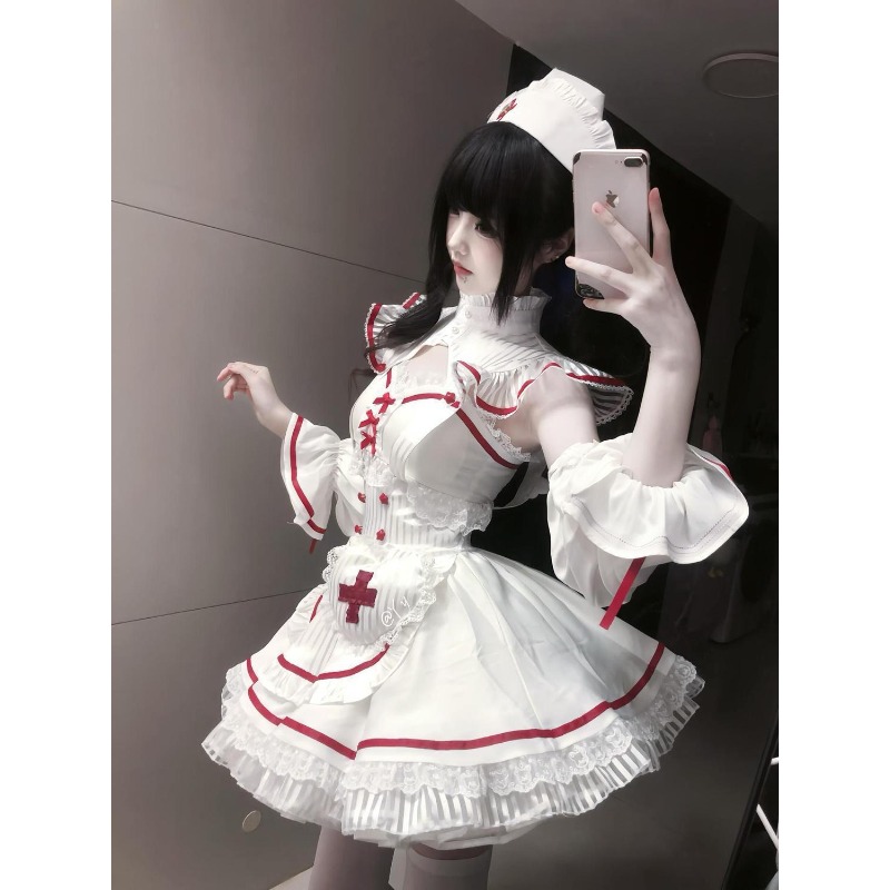 Japanse Lolita Zoete 2-delige  - Anime Cosplay Nurse recensie en prijs